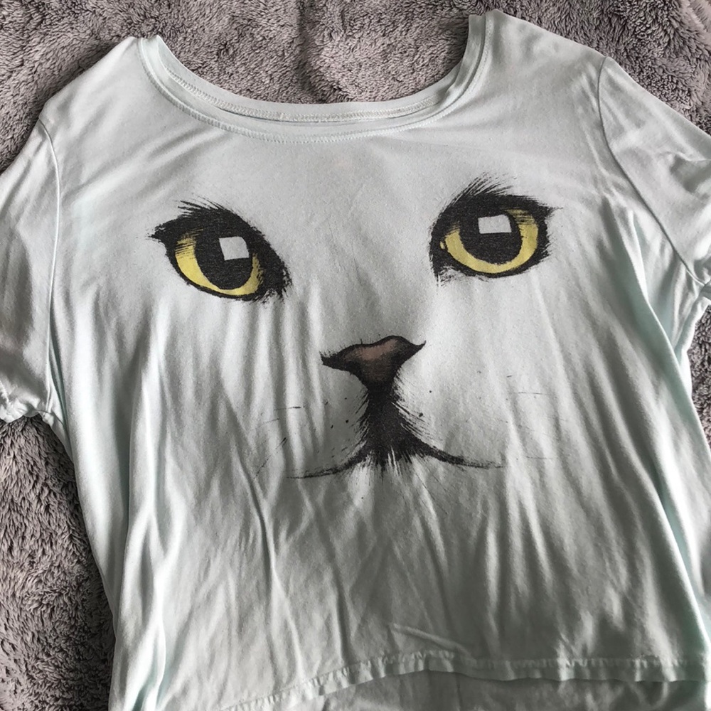 Soft light blue cat shirt